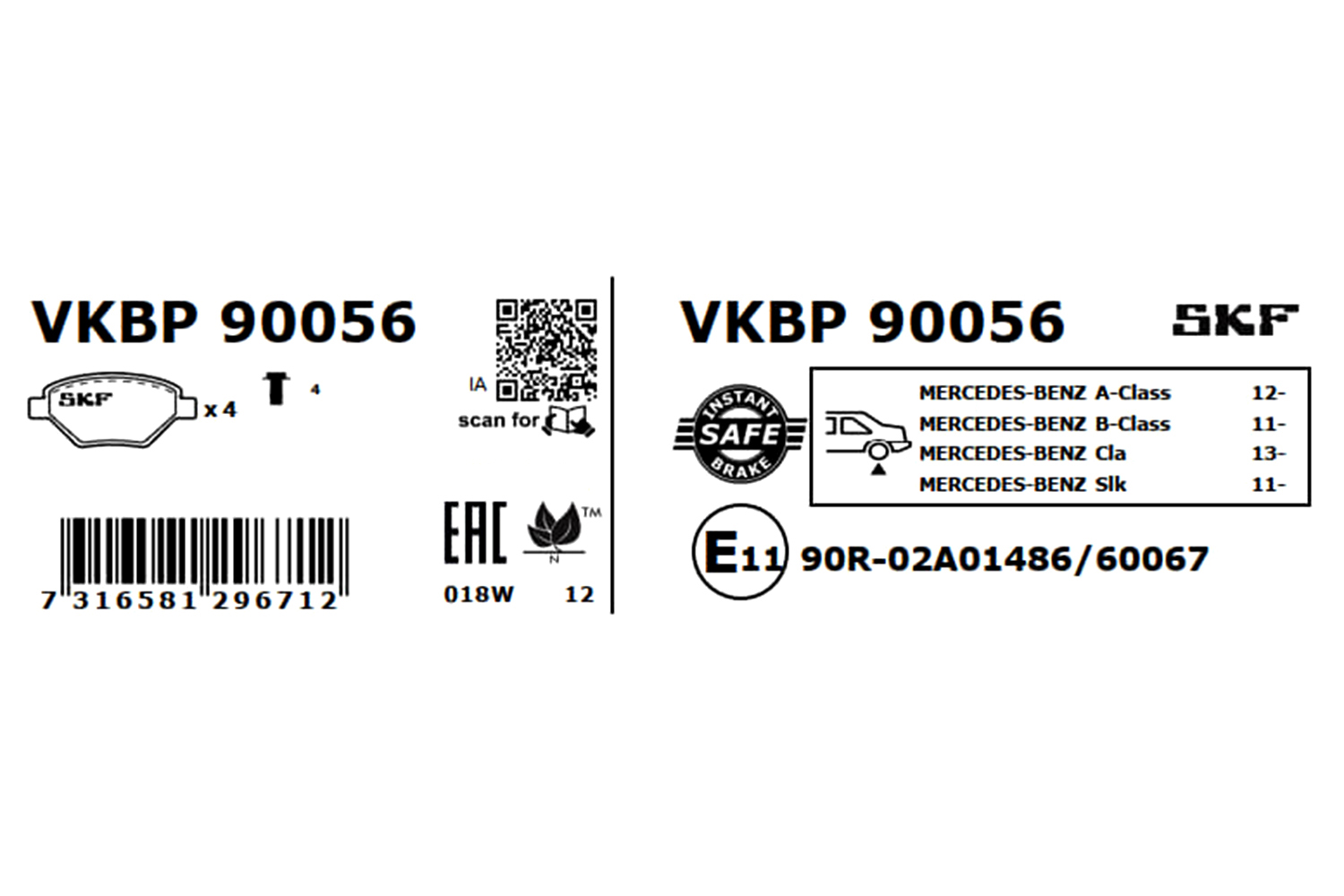 Placute frana SKF VKBP90056